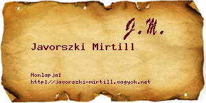 Javorszki Mirtill névjegykártya